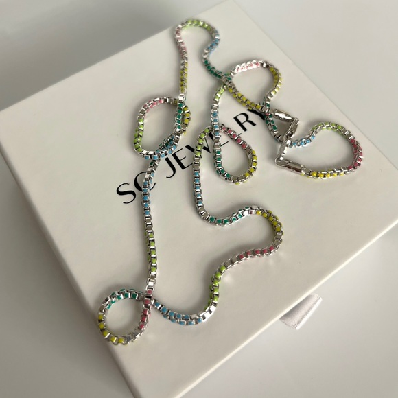 Colorful Chain Necklace Platinum Plated Luxury Jewelry - Picture 4 of 9